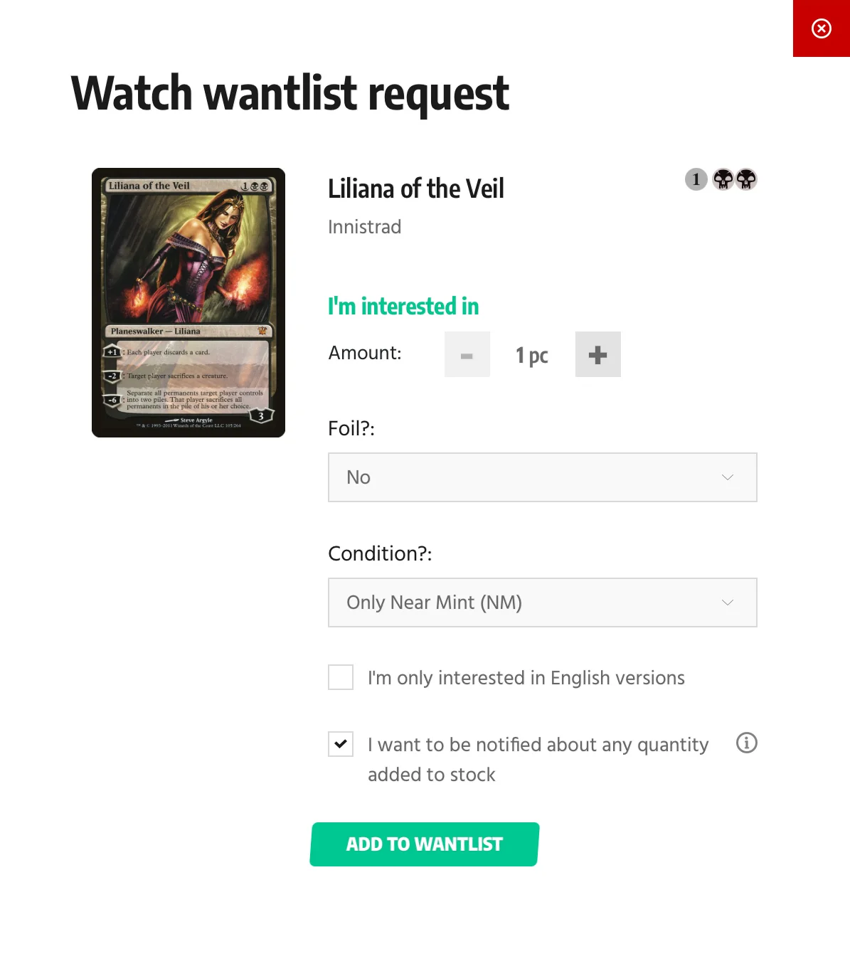 Wantlist Form